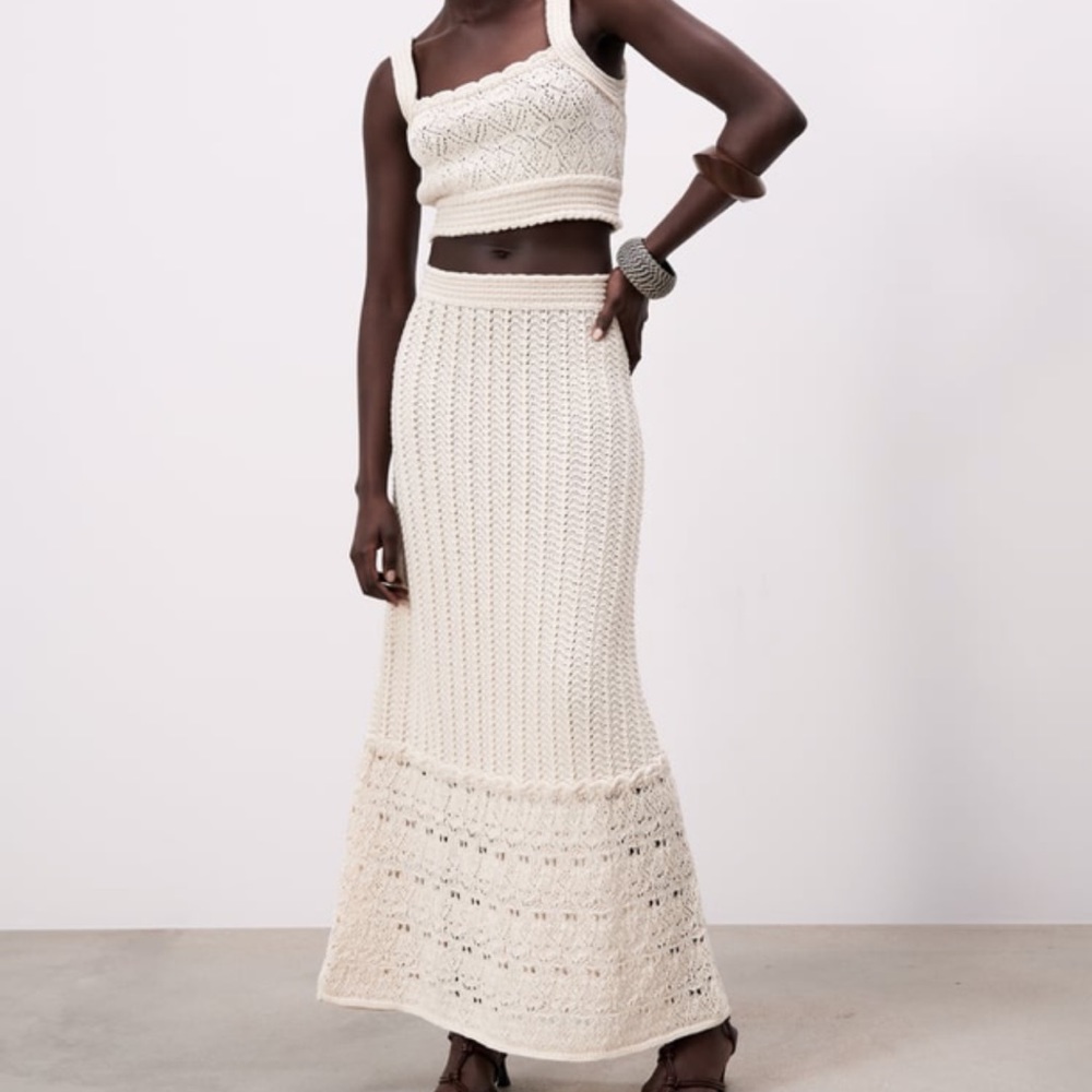 Zara Openwork knit skirt set
